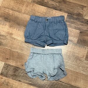 Two Girls' Shorts Set - Blue Denim-Look & Light Gray